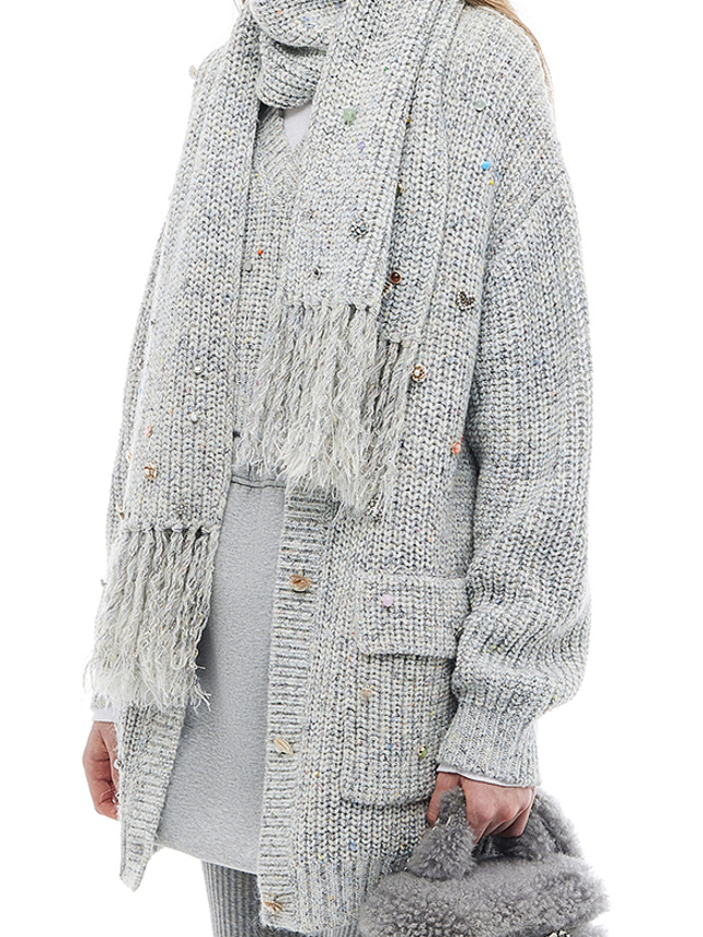 Various Beads Knit Cardigan