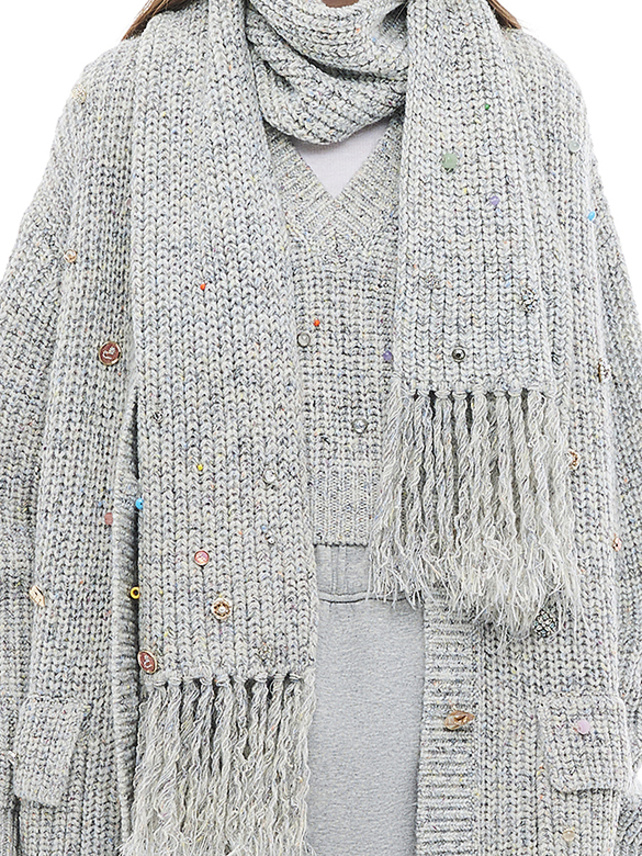 Various Beads Knit Cardigan