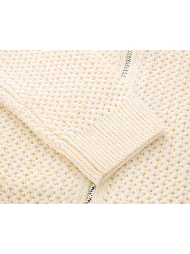 Rib-Knitting Collar Zipper Knit