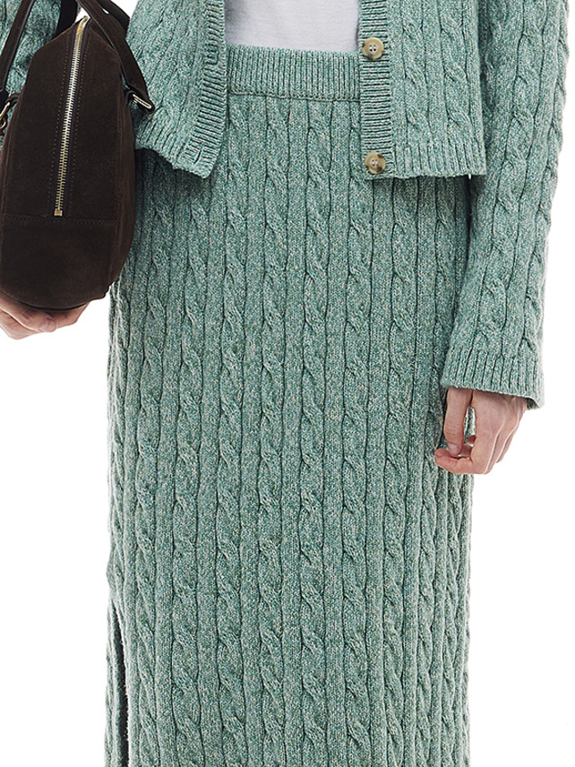 Blue Green Cable Knit Skirt