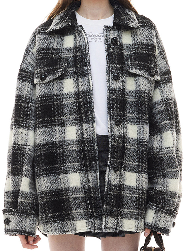 Shaggy Plaid Shirt Jacket