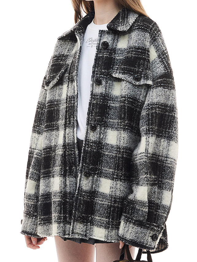 Shaggy Plaid Shirt Jacket