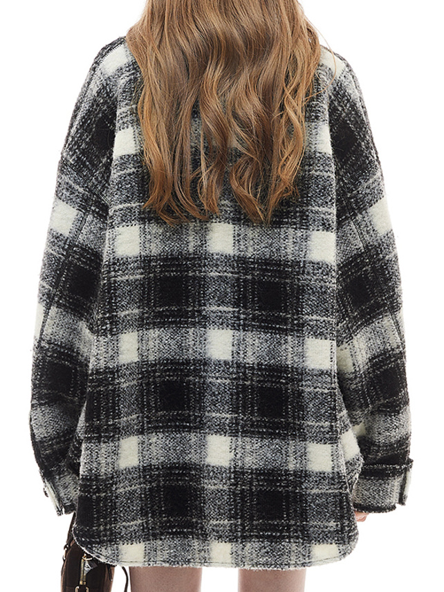 Shaggy Plaid Shirt Jacket