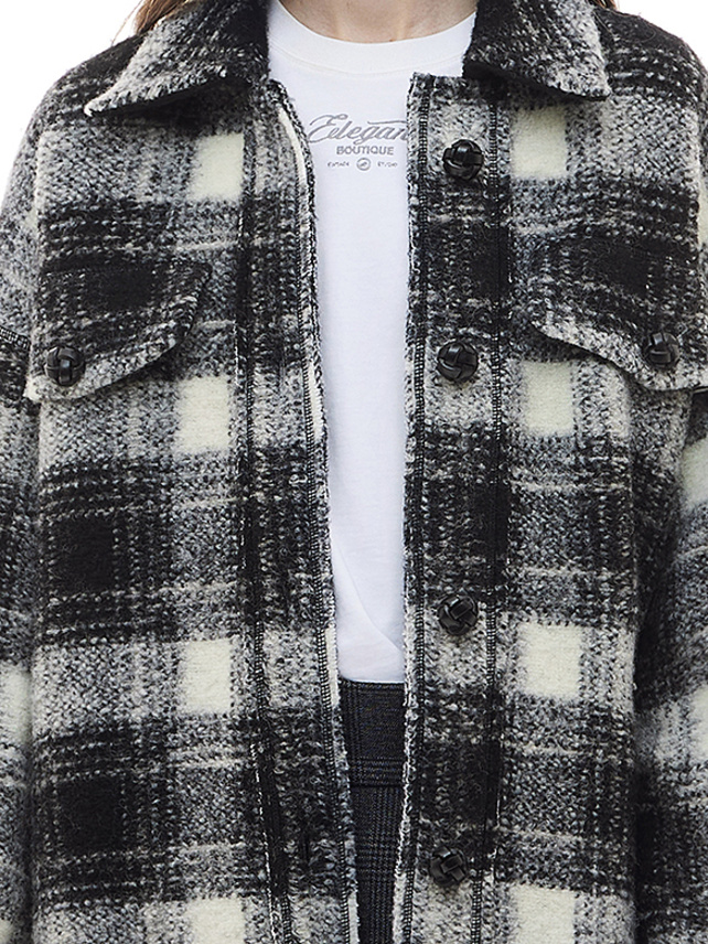 Shaggy Plaid Shirt Jacket