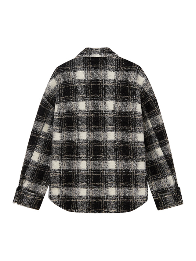 Shaggy Plaid Shirt Jacket