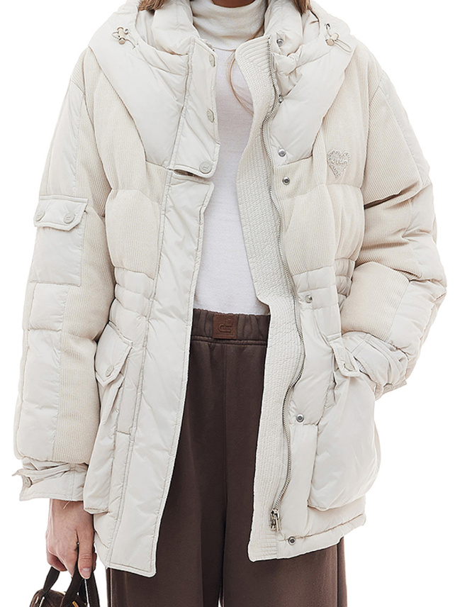 Corduroy Combination Down Coat