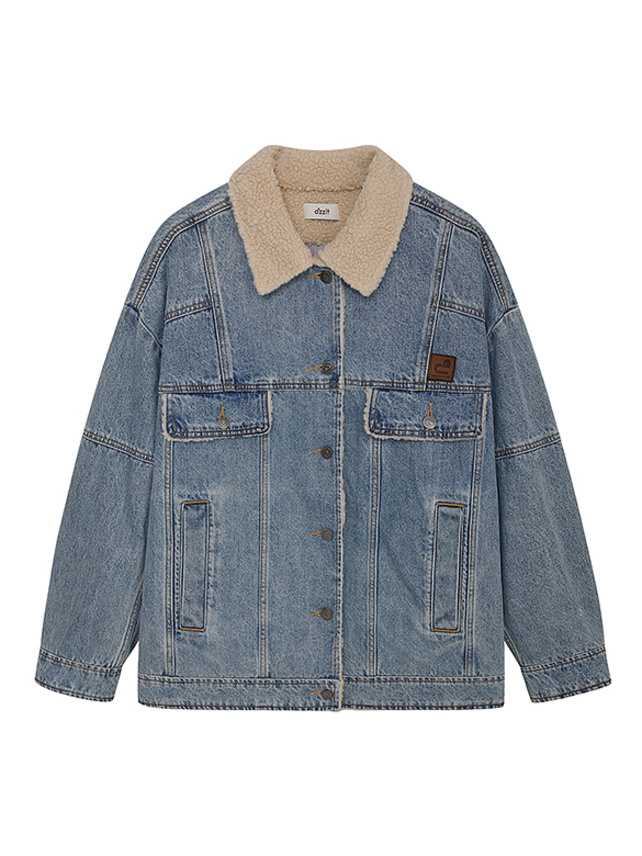 Boa Combination Padded Denim Jacket