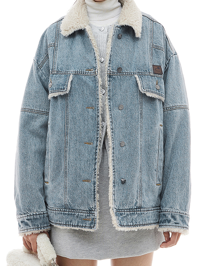 Boa Combination Padded Denim Jacket