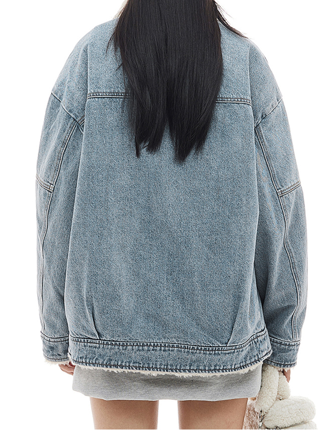 Boa Combination Padded Denim Jacket