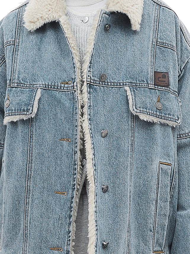 Boa Combination Padded Denim Jacket