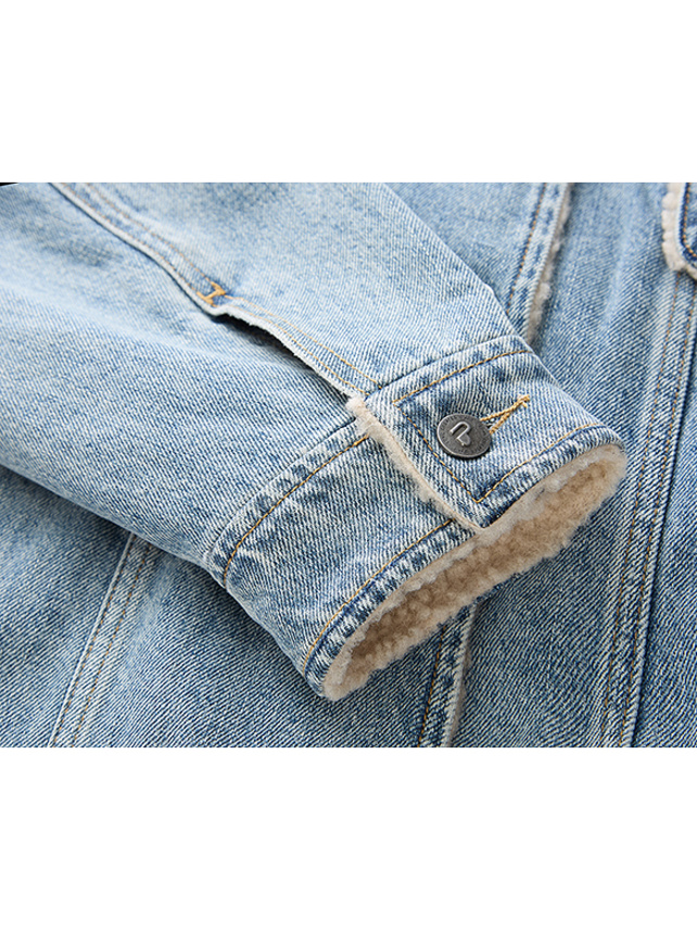 Boa Combination Padded Denim Jacket