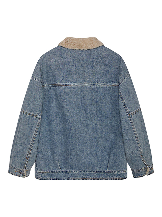 Boa Combination Padded Denim Jacket