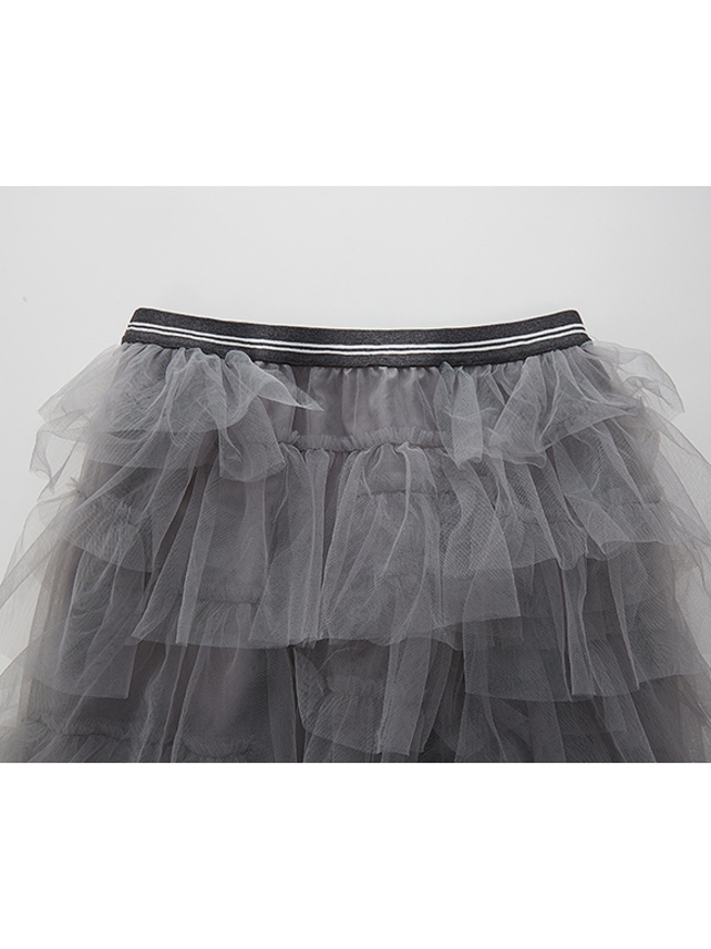 Gray Tiered Tulle Skirt