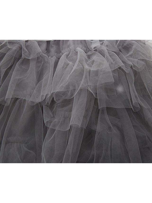 Gray Tiered Tulle Skirt