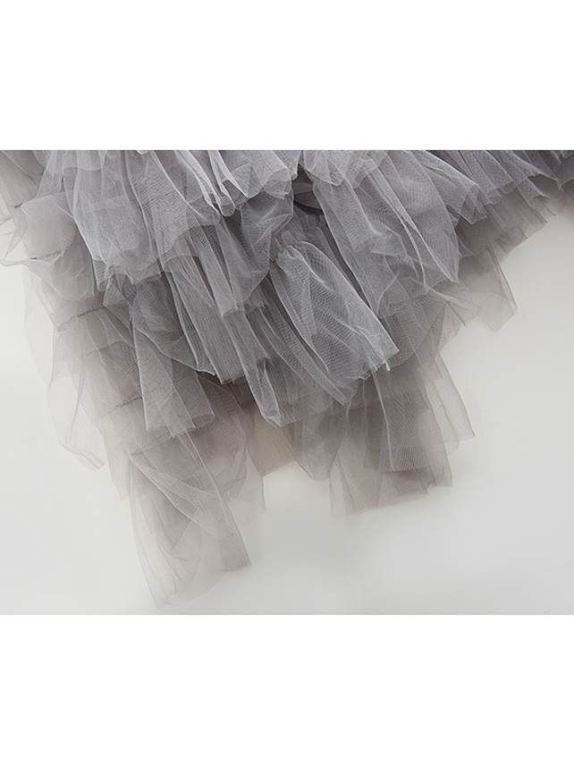 Gray Tiered Tulle Skirt