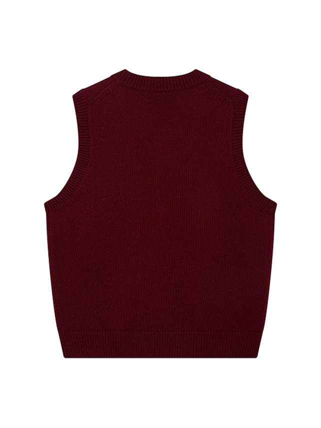 One-point Red Knit Vest