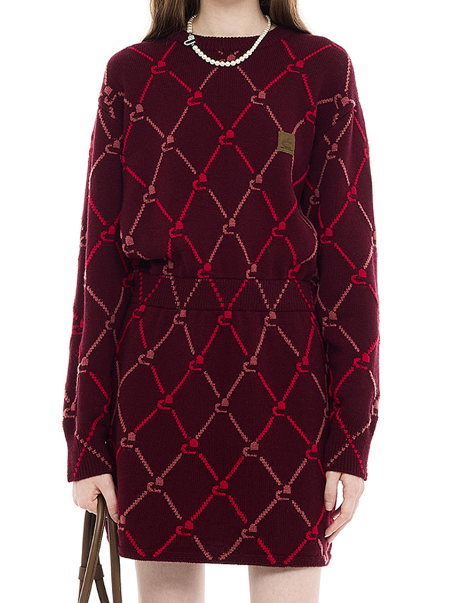 Monogram Diamond Pattern Knit Dress