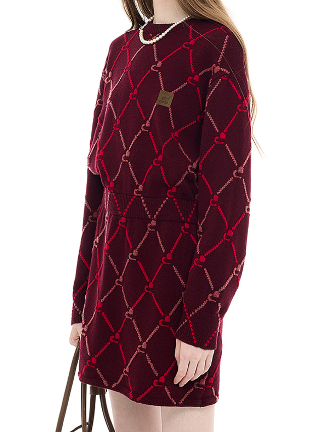 Monogram Diamond Pattern Knit Dress