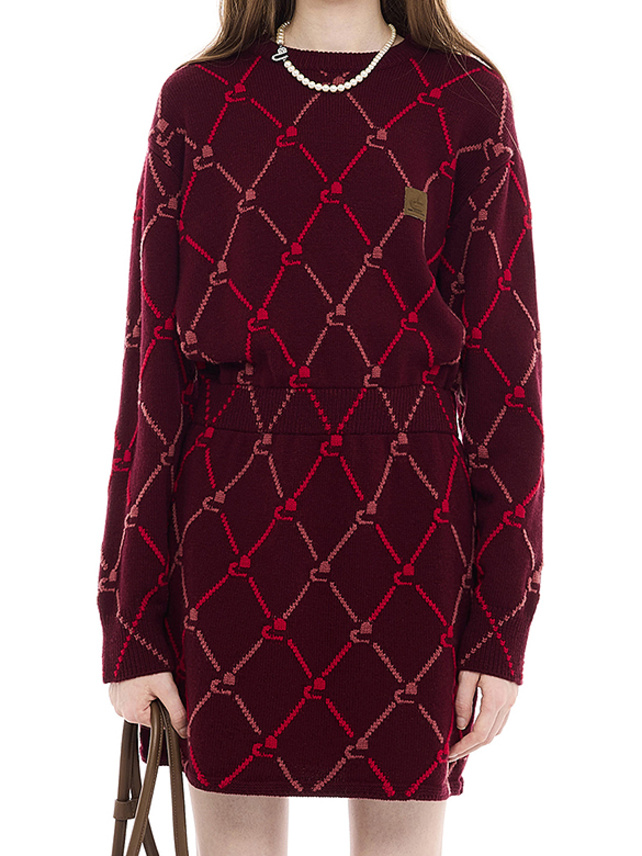 Monogram Diamond Pattern Knit Dress