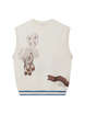 Elephant Design Embroidery Sleeveless Knit