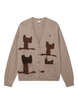 Cat Silhouette Design Knit Cardigan