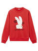 Embroidery & Beads Rabbit Red Sweatshirt