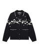 Embroidery Flower Design Polo Knit Cardigan